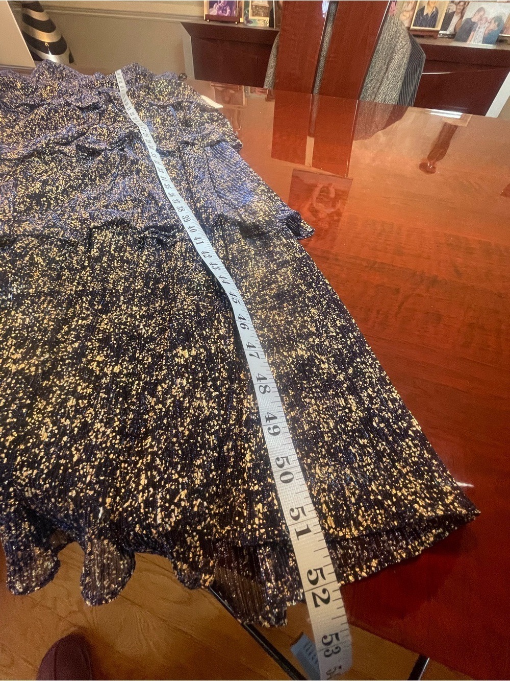 Siena Navy Gold Metallic Tiered Maxi Dress New With Tags Size 14 Shimmer Gown - Picture 13 of 17